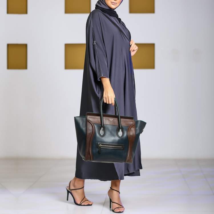 Pre Owned Celine Tricolor Leather Mini Luggage Tote