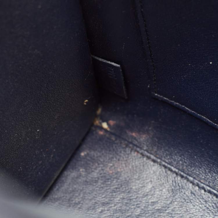Pre Owned Celine Navy Blue Leather Nano Luggage Tote