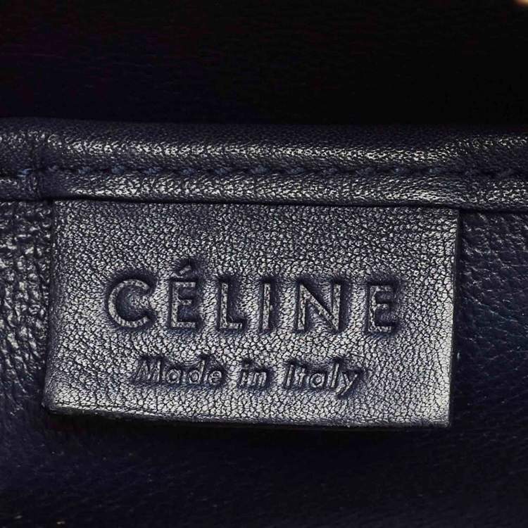 Pre Owned Celine Navy Blue Leather Nano Luggage Tote