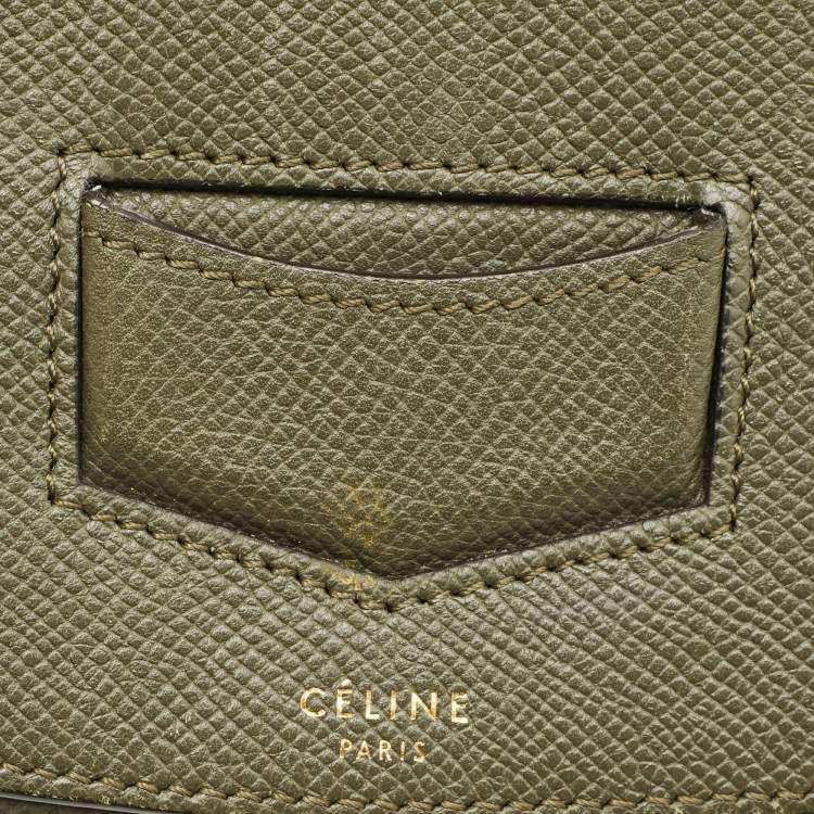Pre Owned Celine Olive Green Leather Small Trotteur Crossbody Bag