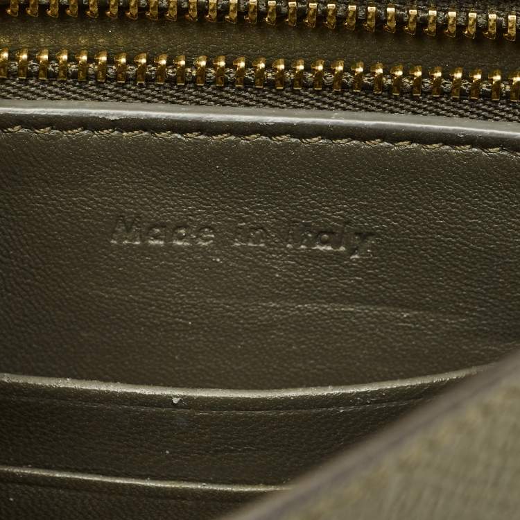 Pre Owned Celine Olive Green Leather Small Trotteur Crossbody Bag