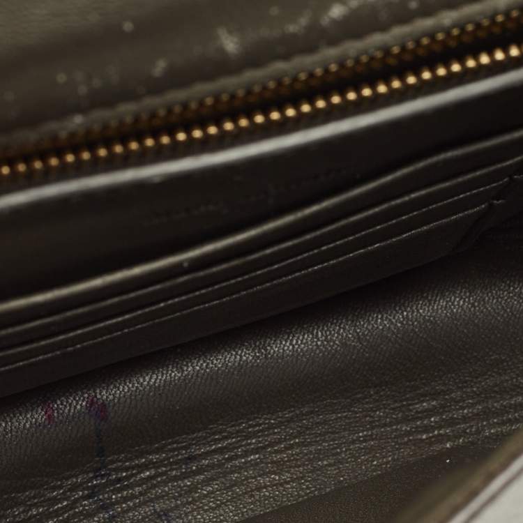Pre Owned Celine Olive Green Leather Small Trotteur Crossbody Bag