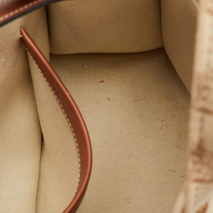 Pre Owned Celine Beige Triomphe Canvas and Leather Small Cabas Thais Tote