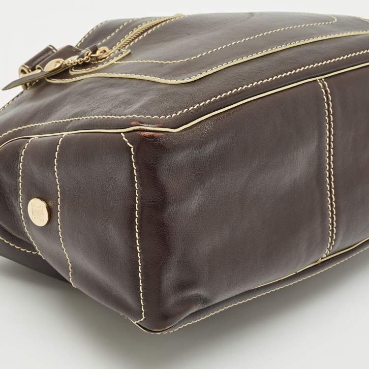 Pre Owned Celine Choco Brown Leather Boogie Satchel
