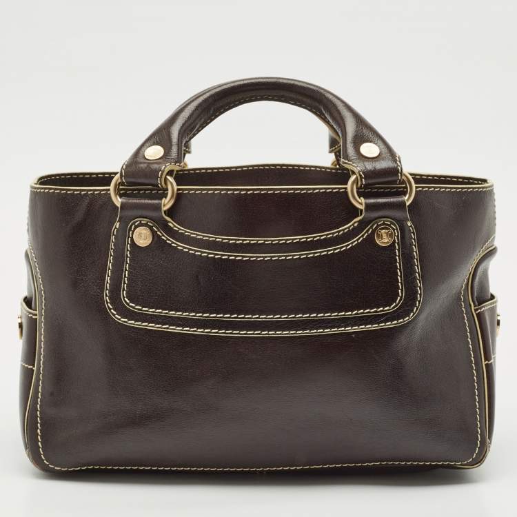 Pre Owned Celine Choco Brown Leather Boogie Satchel