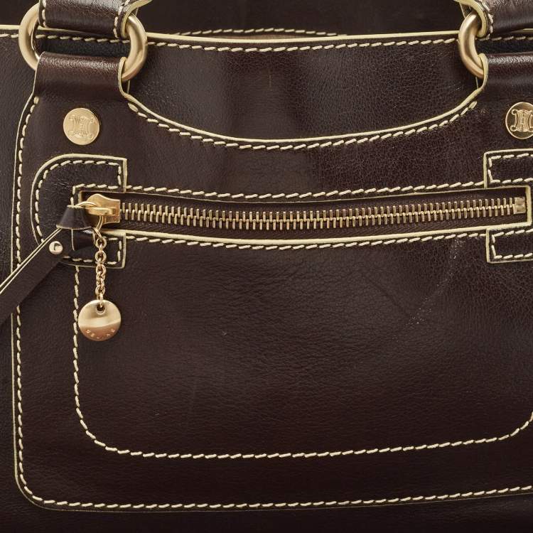 Pre Owned Celine Choco Brown Leather Boogie Satchel