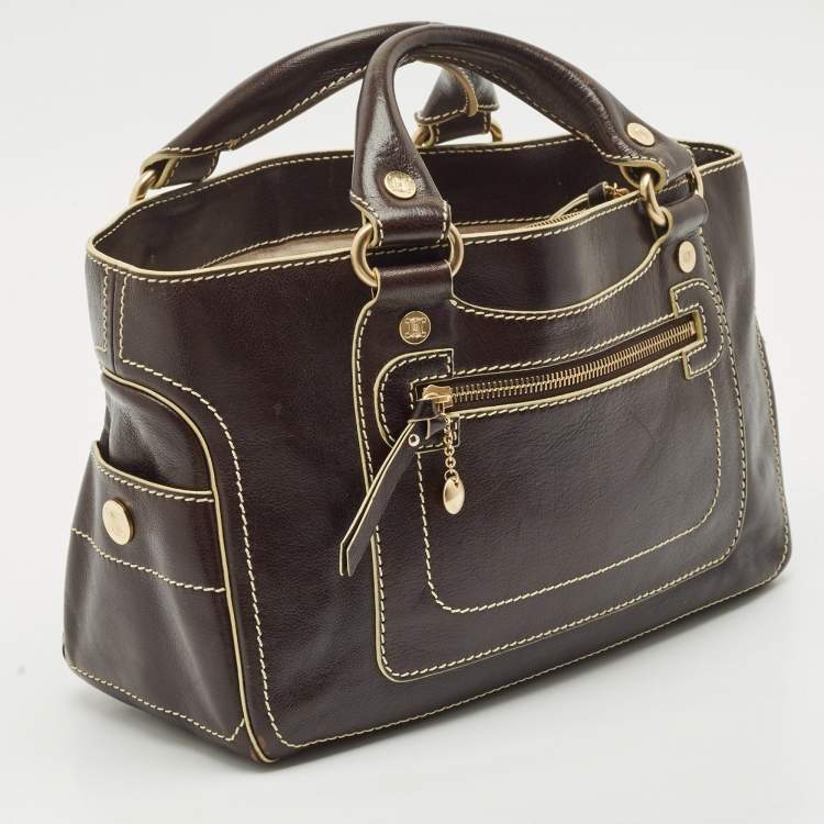 Pre Owned Celine Choco Brown Leather Boogie Satchel