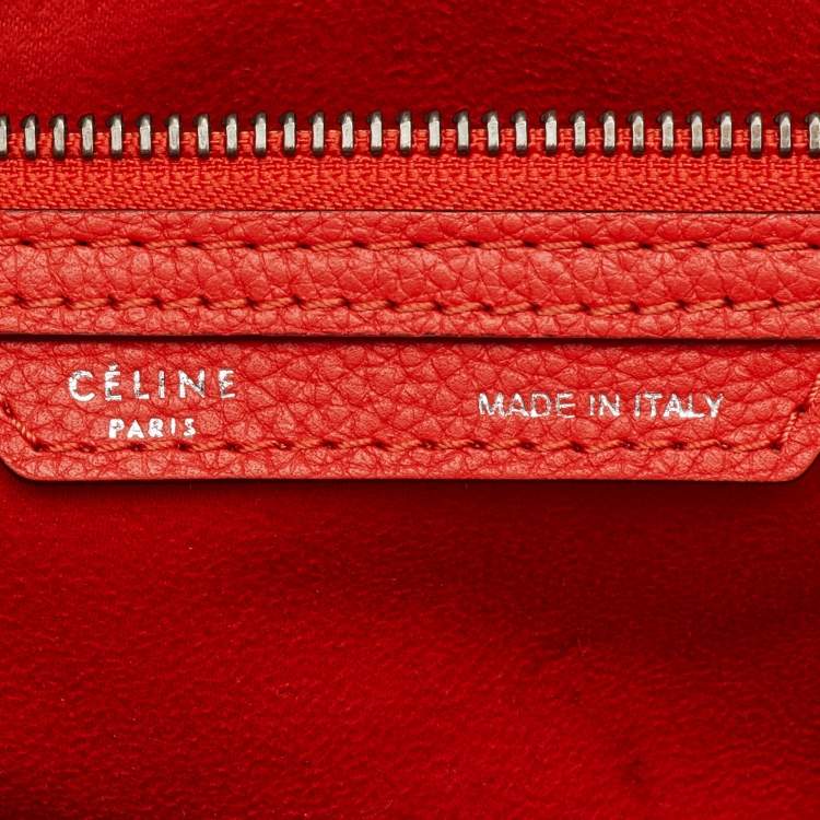 Pre Owned Celine Orange Leather Mini Luggage Tote