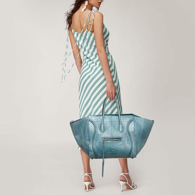 Pre Owned Celine Blue Python Medium Phantom Luggage Tote