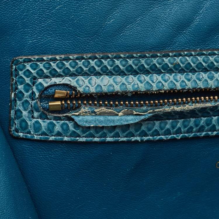 Pre Owned Celine Blue Python Medium Phantom Luggage Tote