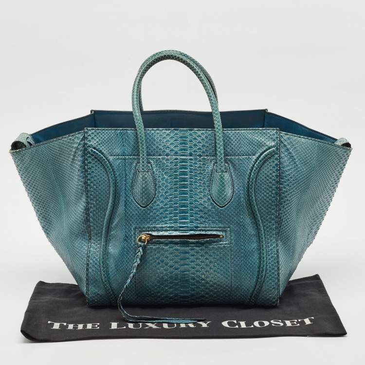 Pre Owned Celine Blue Python Medium Phantom Luggage Tote