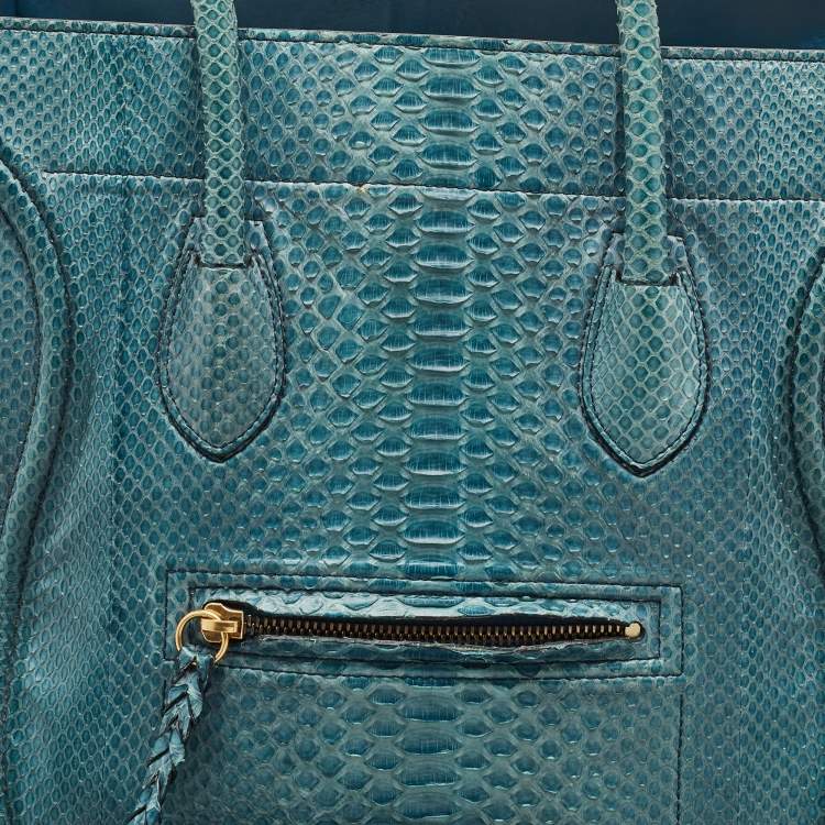 Pre Owned Celine Blue Python Medium Phantom Luggage Tote