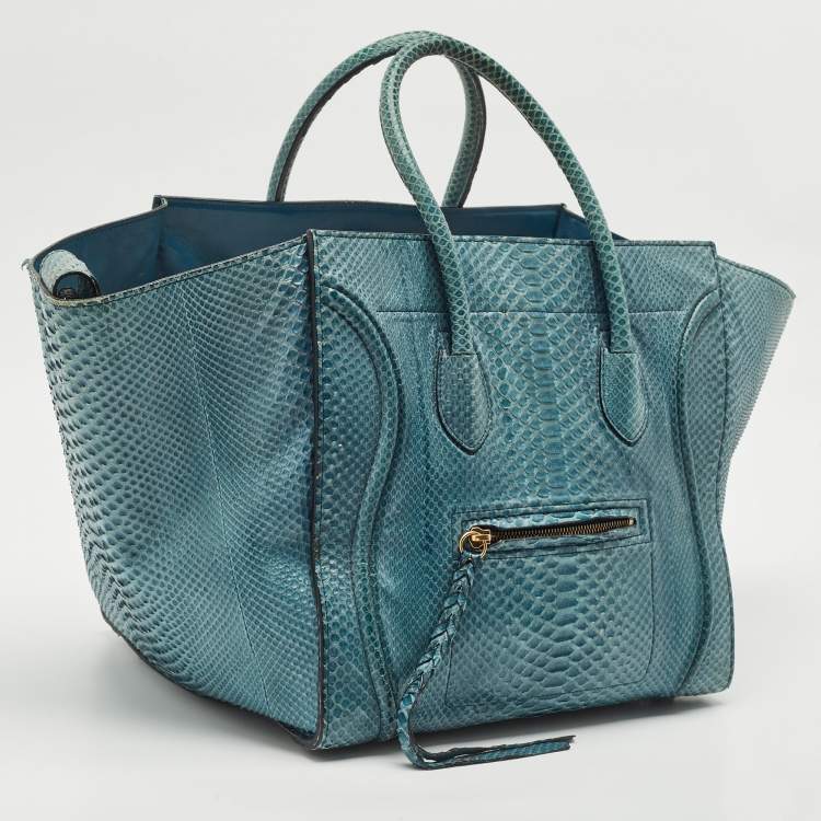 Pre Owned Celine Blue Python Medium Phantom Luggage Tote