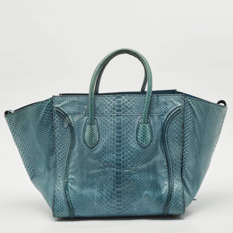 Pre Owned Celine Blue Python Medium Phantom Luggage Tote