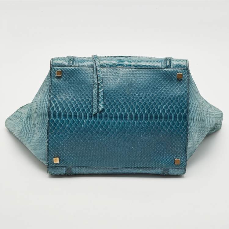 Pre Owned Celine Blue Python Medium Phantom Luggage Tote