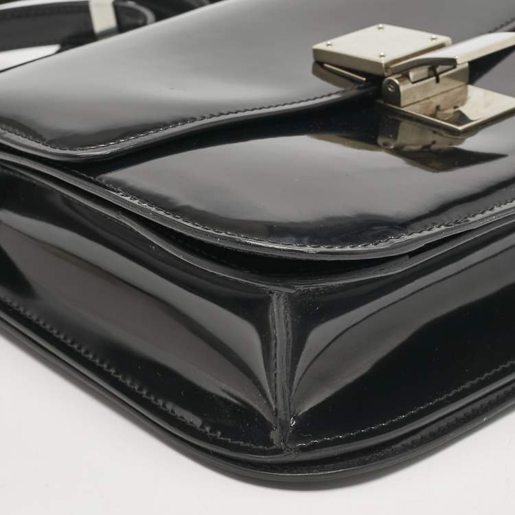 Pre Owned Celine Black Patent Leather Medium Classic Box Shoulder Bag