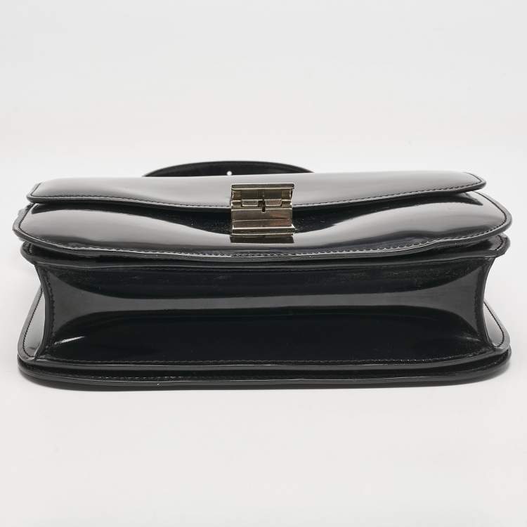 Pre Owned Celine Black Patent Leather Medium Classic Box Shoulder Bag