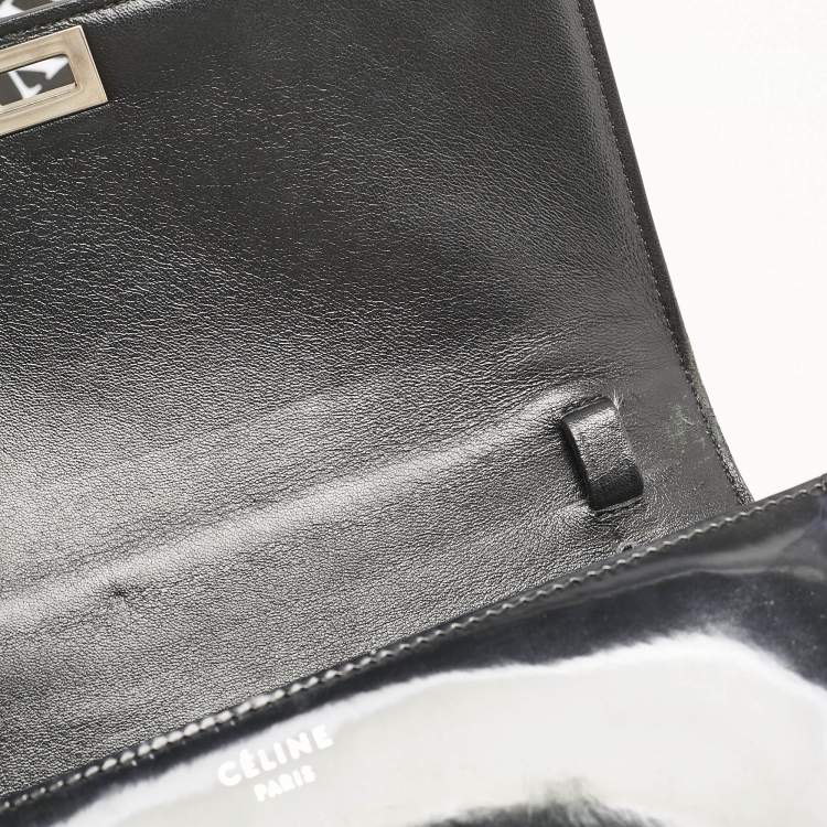 Pre Owned Celine Black Patent Leather Medium Classic Box Shoulder Bag