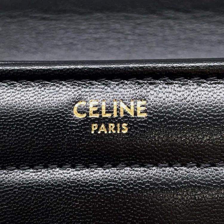 Pre Owned Celine Black Leather Mono Chrome Chain Shoulder Bag