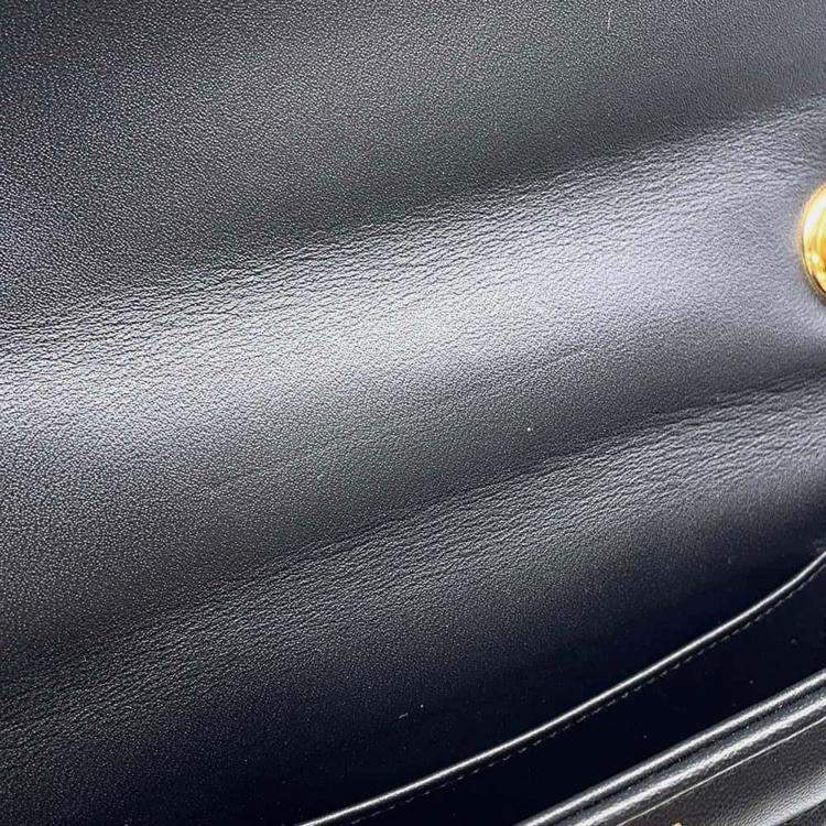 Pre Owned Celine Black Leather Mono Chrome Chain Shoulder Bag