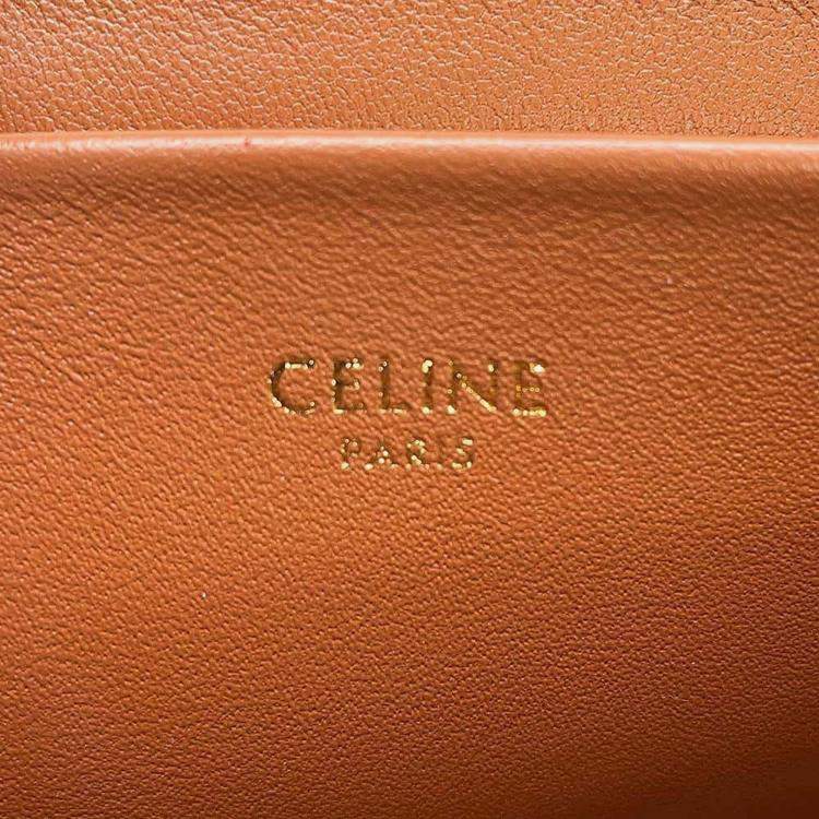 Pre Owned Celine Brown Leather Leopard Chain Shoulder Bag