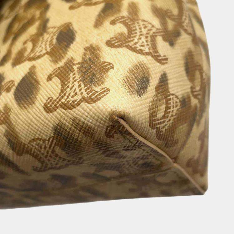Pre Owned Celine Brown Leather Leopard Chain Shoulder Bag