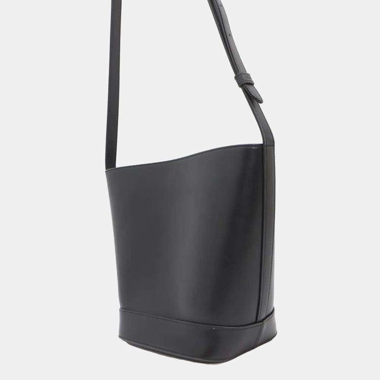 Pre Owned Celine Black Calf Leather Cuir Triomphe Small Bucket Shoulder Bag