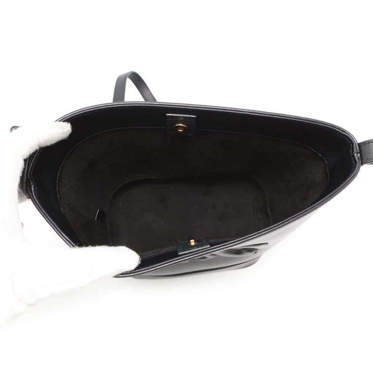Pre Owned Celine Black Calf Leather Cuir Triomphe Small Bucket Shoulder Bag