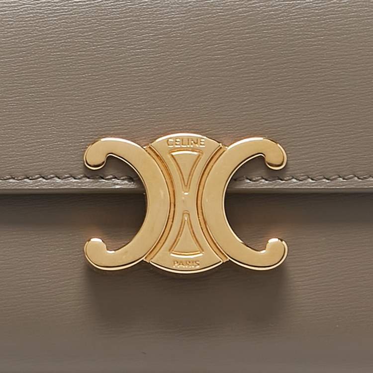 Pre Owned Celine Taupe Leather Triomphe Card Case
