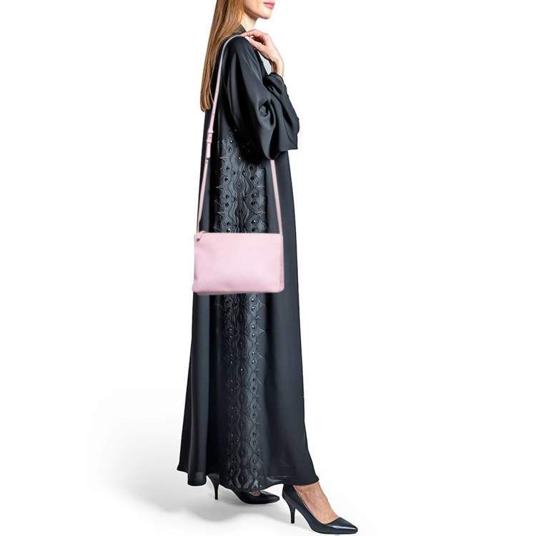 Pre Owned Celine Pink Leather Large Trio Crossbody Bag