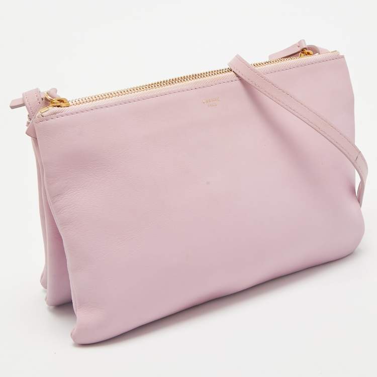 Pre Owned Celine Pink Leather Large Trio Crossbody Bag