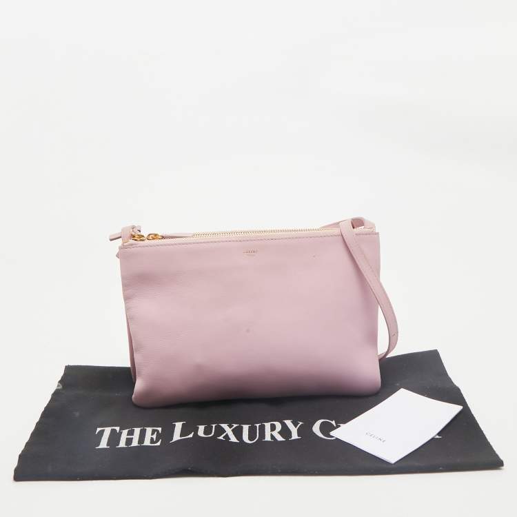 Pre Owned Celine Pink Leather Large Trio Crossbody Bag