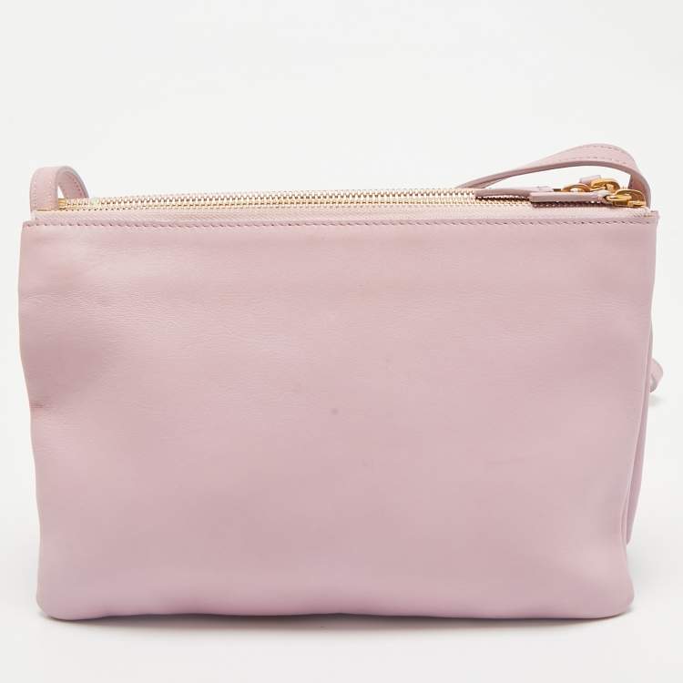 Pre Owned Celine Pink Leather Large Trio Crossbody Bag