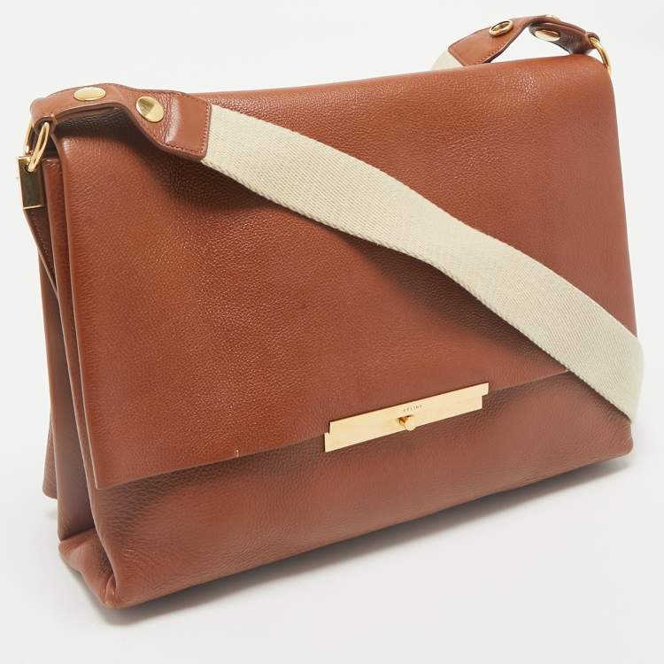 Pre Owned Celine Brown Leather Blade Flap Shoulder Bag