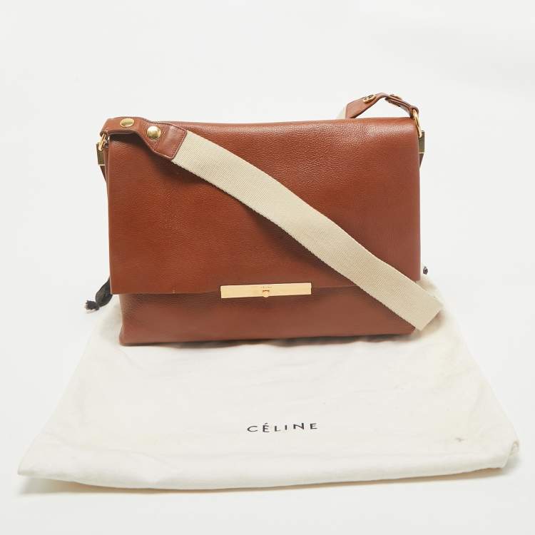Pre Owned Celine Brown Leather Blade Flap Shoulder Bag