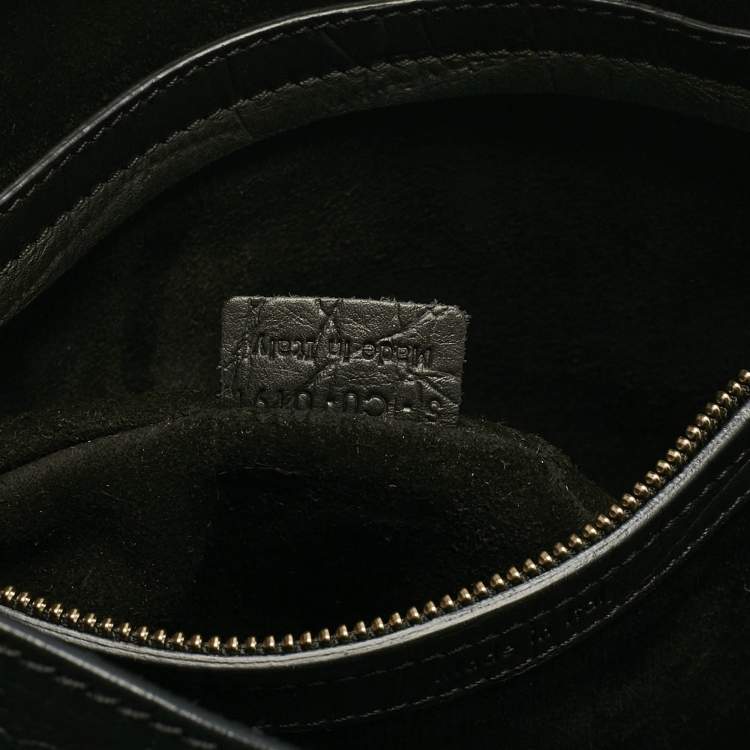 مملوكة مسبقًا Celine Black Croc Embossed Leather Medium Phantom Luggage Tote