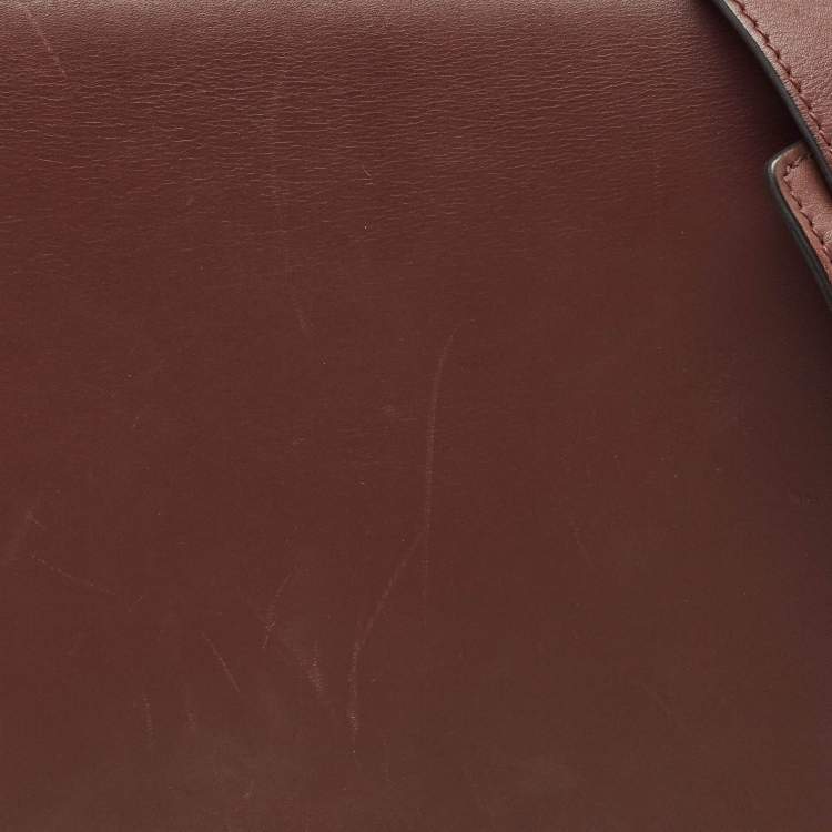 Pre Owned Celine Burgundy Leather and Suede Medium Trapeze Top Handle Bag