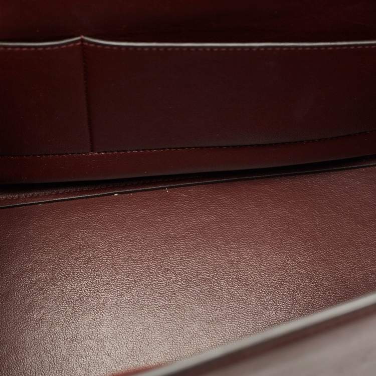 Pre Owned Celine Burgundy Leather and Suede Medium Trapeze Top Handle Bag