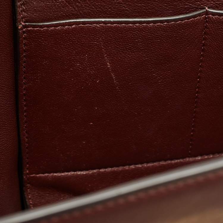 Pre Owned Celine Burgundy Leather and Suede Medium Trapeze Top Handle Bag