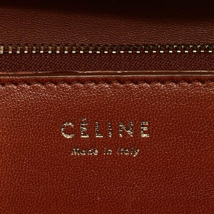 Pre Owned Celine Brown Crocodile Medium Classic Box Shoulder Bag