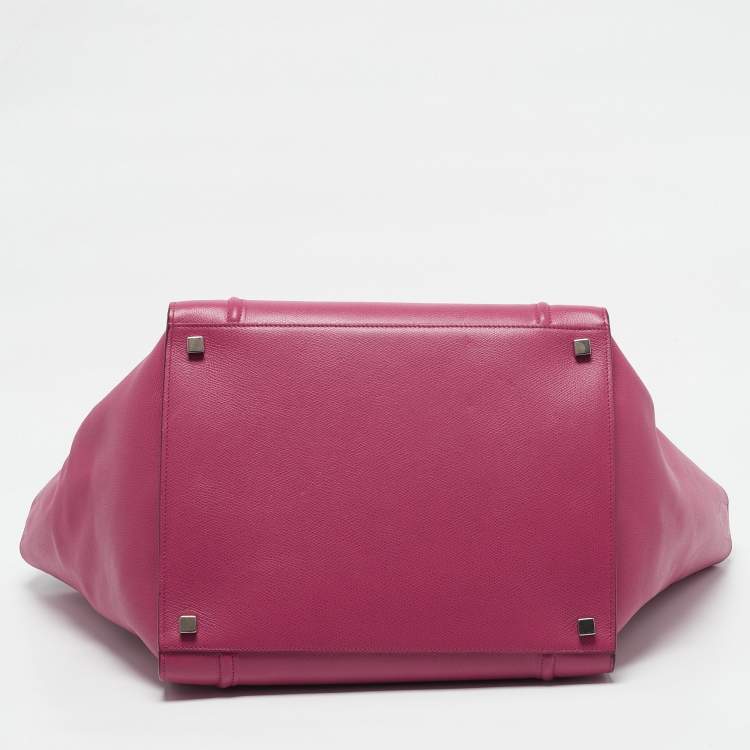 Pre Owned Celine Fuchsia Leather Medium Phantom Luggage Tote