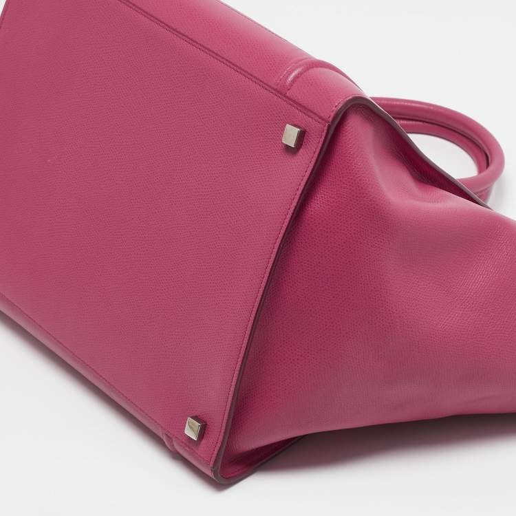 Pre Owned Celine Fuchsia Leather Medium Phantom Luggage Tote