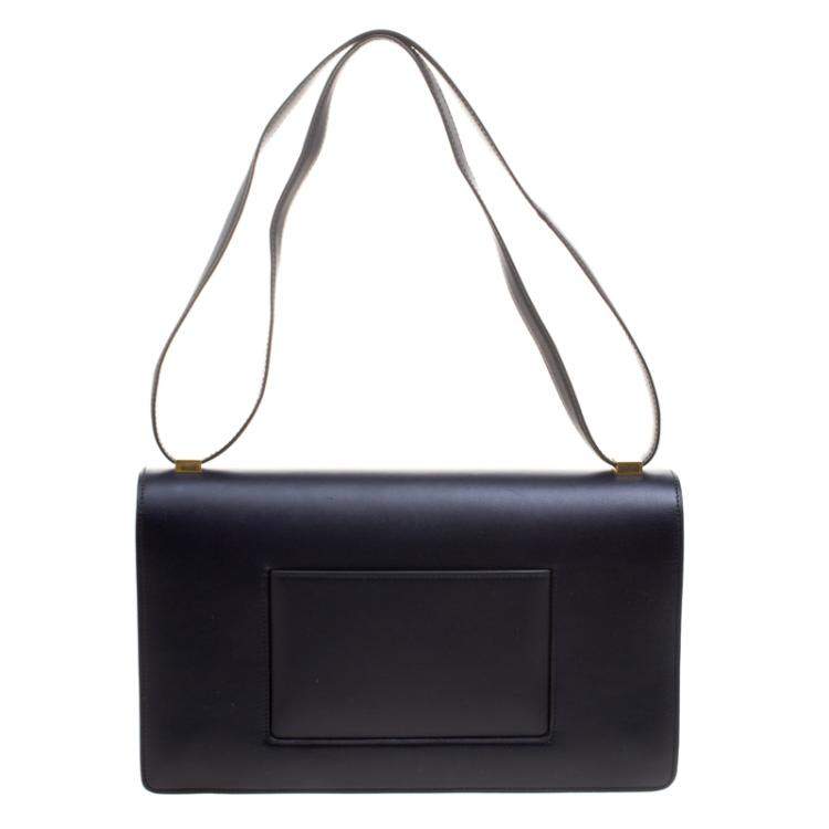 Pre Owned Celine Navy Blue/Yellow Leather Medium Case Bag