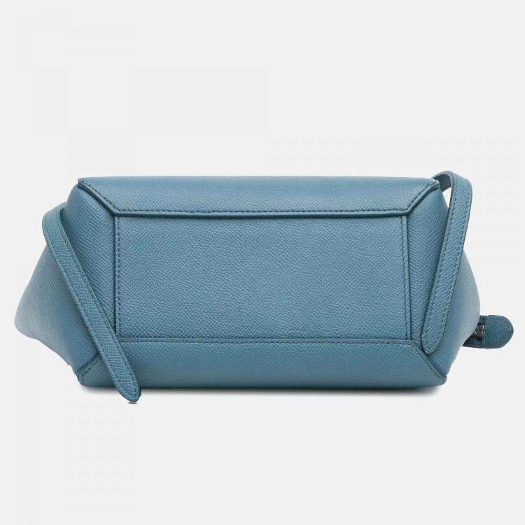 Pre Owned Celine Blue Nano Grained Calfskin Belt Bag