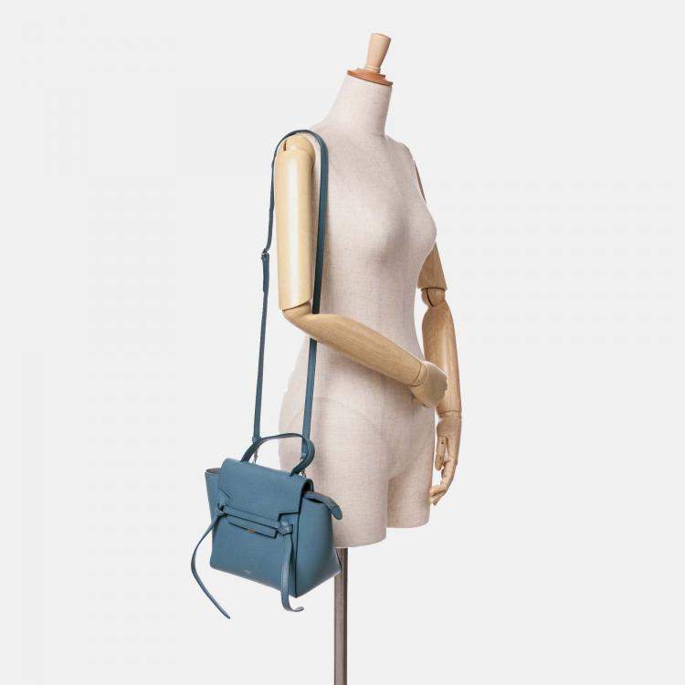 Pre Owned Celine Blue Nano Grained Calfskin Belt Bag