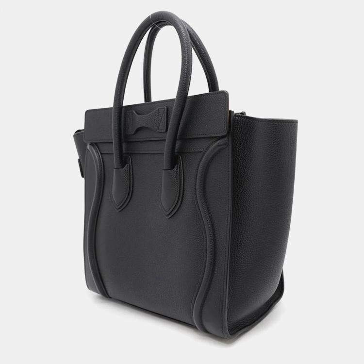 Pre Owned Celine Black Leather Luggage Micro Tote Bag