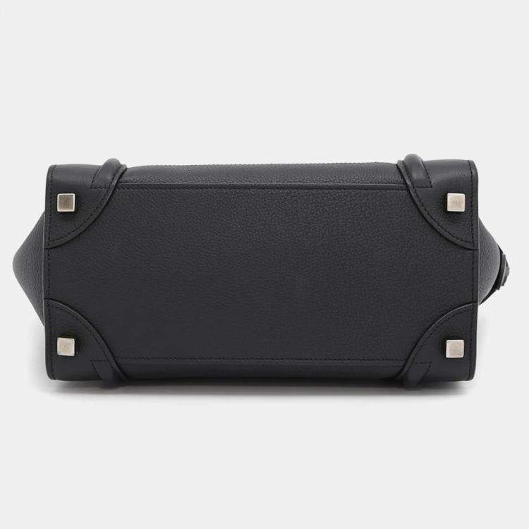 Pre Owned Celine Black Leather Luggage Micro Tote Bag