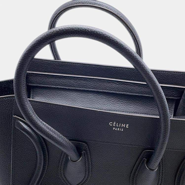 Pre Owned Celine Black Leather Luggage Micro Tote Bag