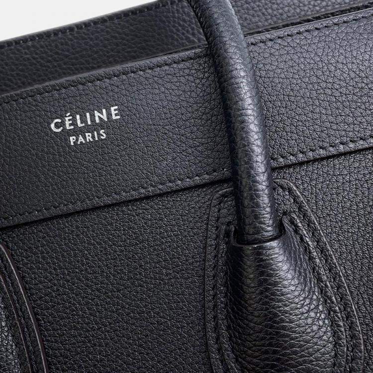 Pre Owned Celine Black Leather Luggage Micro Tote Bag