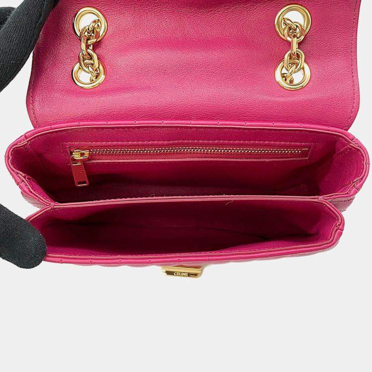 Pre Owned Celine Pink Leather C Small Chain Shoulder Bag